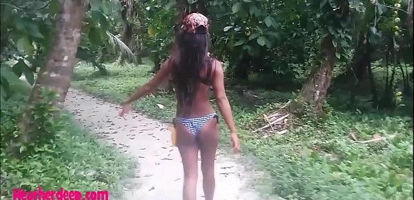  HD thai teen outdoor sucking monster cock in the jungle